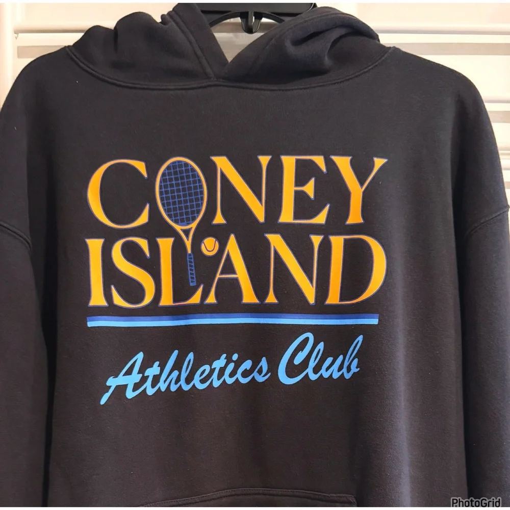 NWOT Coney Island Picnic Athletics Black Hoodie Pocket Blobcore Basic Essential - Picture 2 of 2